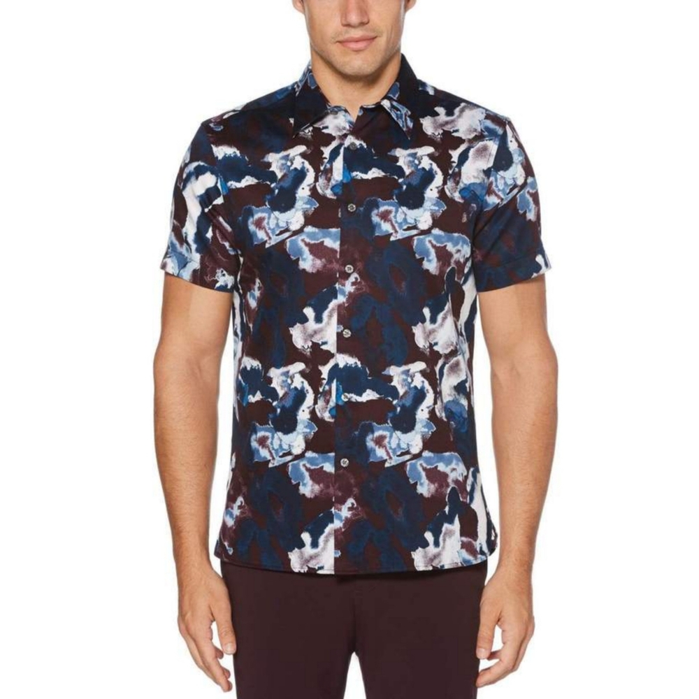 🆕 Perry Ellis Slim Fit Watercolor Shirt, SIZE: S